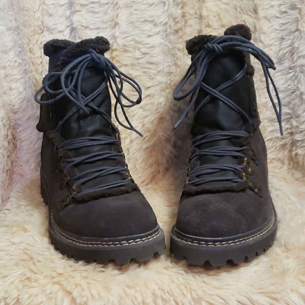 Suede Leather Winter Boots In Chocolate Brown
